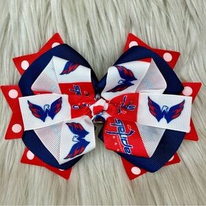 🎀🏒 NHL Washington Capitals Hockey Hair Bow Barrette Clip 🏒🎀